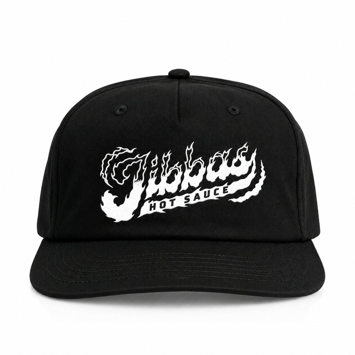 Black Logo Hat with white embroidered Jibba's Hot Sauce logo